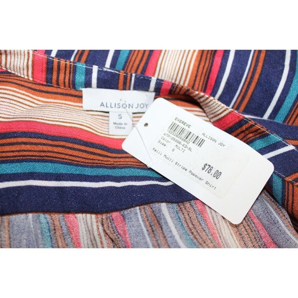 Allison Joy Womens Kelli Multi Stripe Popover Shirt S‎ NWT - Picture 7 of 7